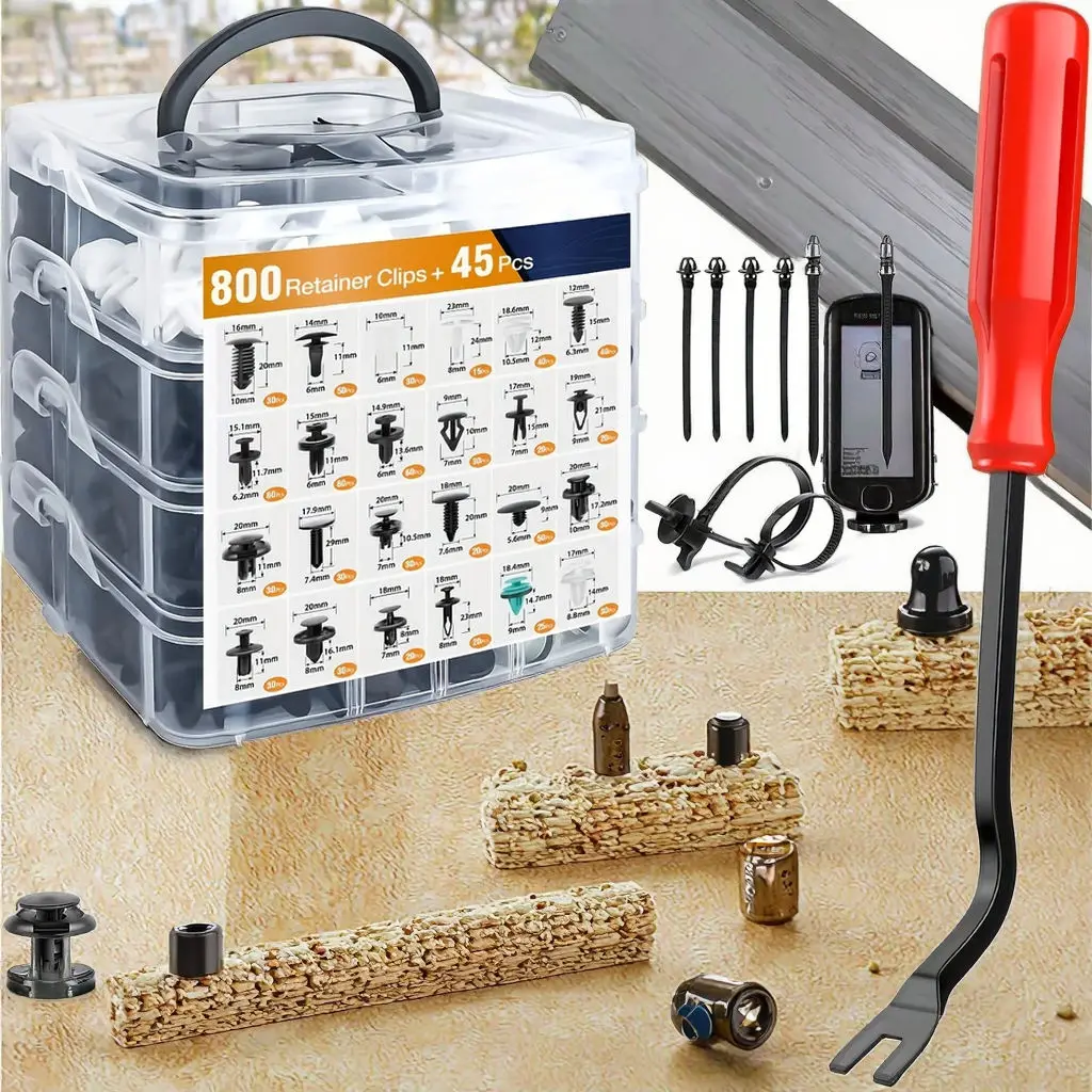 TBTOOLS 845PCS Car Auto Plastic Clips Kit Clips Rivets Fasteners Push Retainer Kit Trim Panel Push Retainer Pin Rivet Bumper