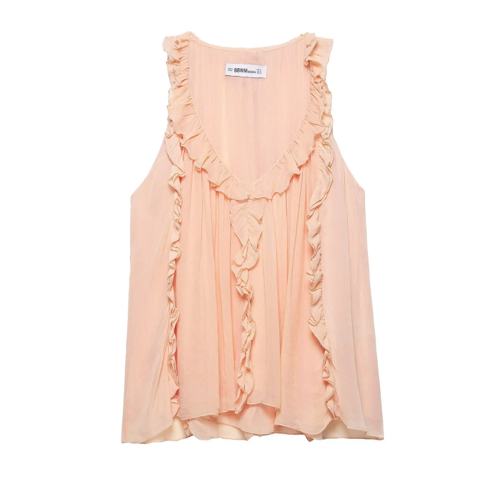 

Zevity Women Sweet Agaric Lace Solid Chiffon Smock Blouse Female Pleated Ruffles Summer Vest Shirt Blusas Chic Tops LS9096