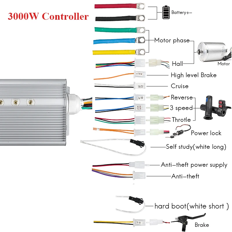 Electric Brushless Motor 48V 60V 72V 3000W 2000W 1000W High Speed Motor for Scooter Go-Karts Motor Kit Ebike Conversion Kit