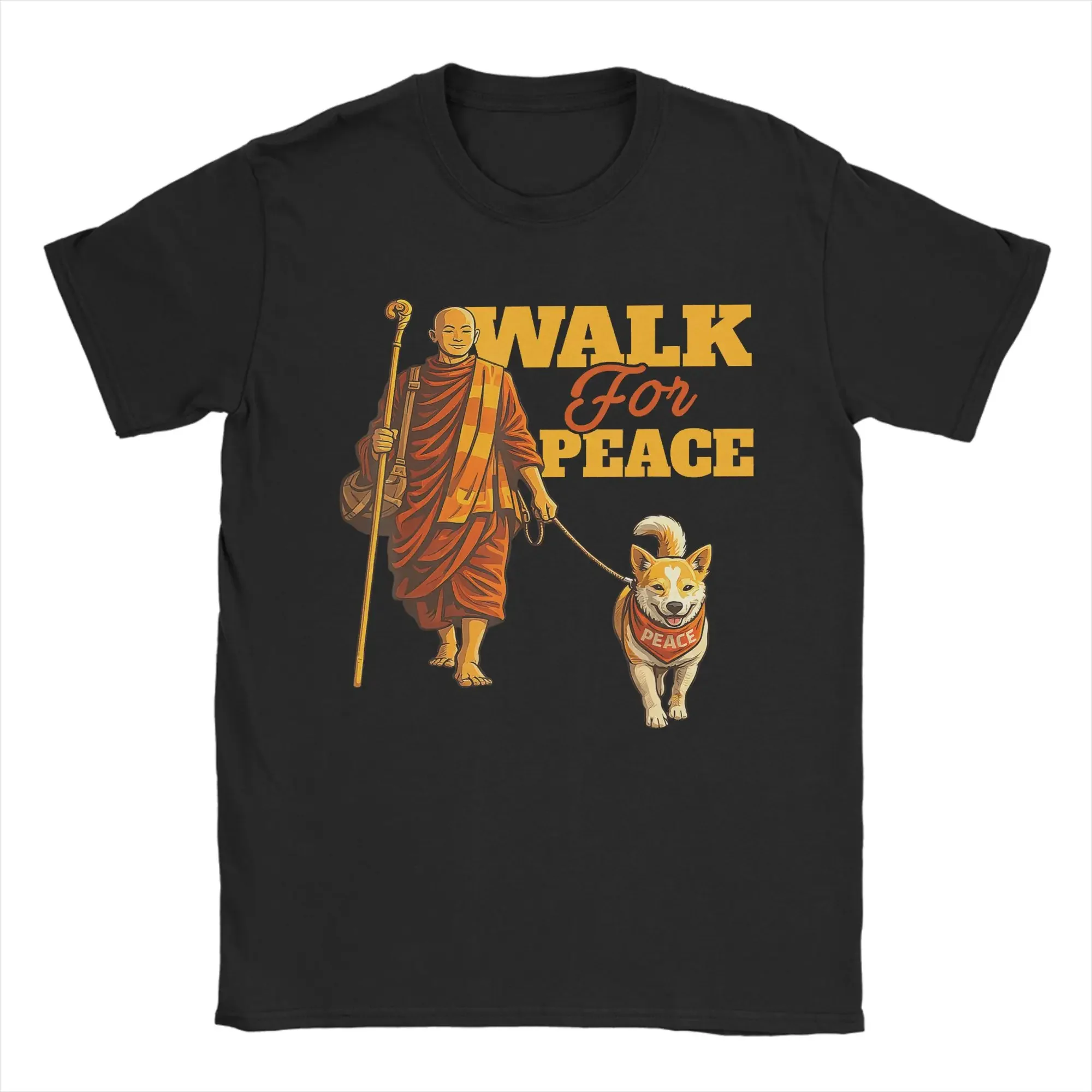 Camiseta informal de verano Peace Walking Monks y Aloka Dog Walk for Peace, camisetas Hipster para hombre, ropa retro Y2K de manga corta