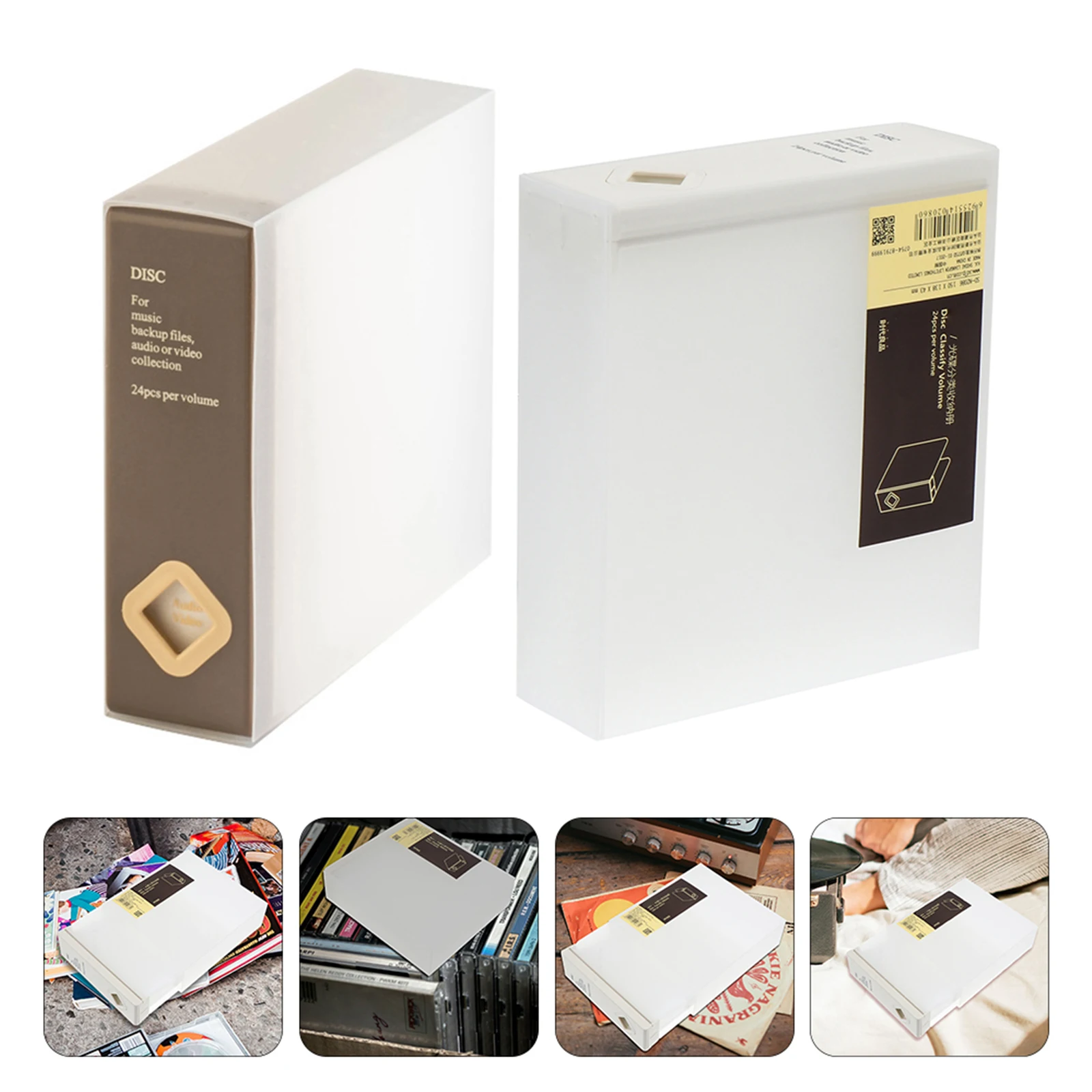 

2pcs Cd Ps Material Non-Woven Fabric Lined Stacking Design Replaceable Labels For Home Bedroom Vehicle Cd Storage Box