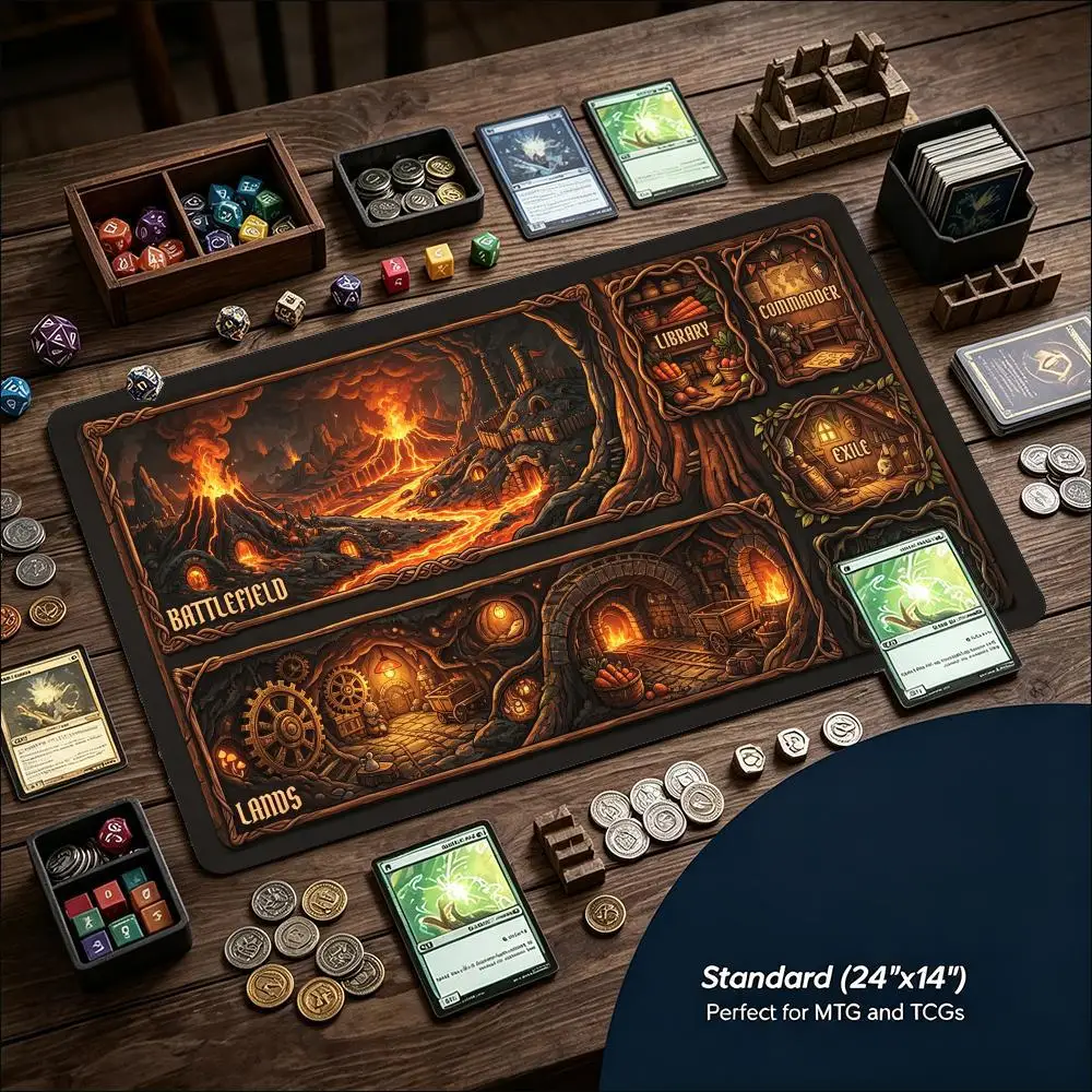Mystic Tree Village Fantasy Large Game Playmat Non Slip Rubber Mat For Card Table Games Office Workspace Keyboard Mouse Setup