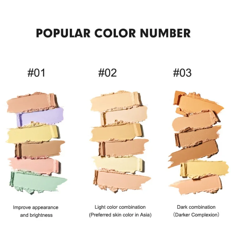 Concealer Palette Long-lasting Moisturize Concealer Cream Bronzer Contouring Brightening Highlighter Face Color Corrector 6color