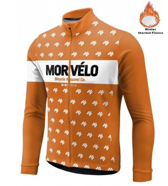 Morvelo Winter Thermal Fleece Cycling Jersey long sleeve Ropa ciclismo hombre Bicycle Wear Bike Clothing maillot Ciclismo tops