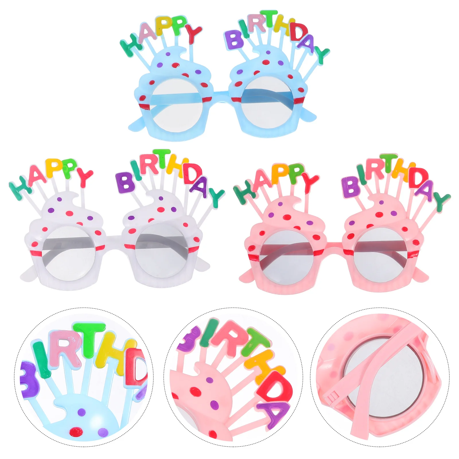 

3 шт., солнцезащитные очки с днем рождения, очки для дня рождения, новинка, дизайн торта, забавные очки, реквизит для фотобудки, женские вечерние очки