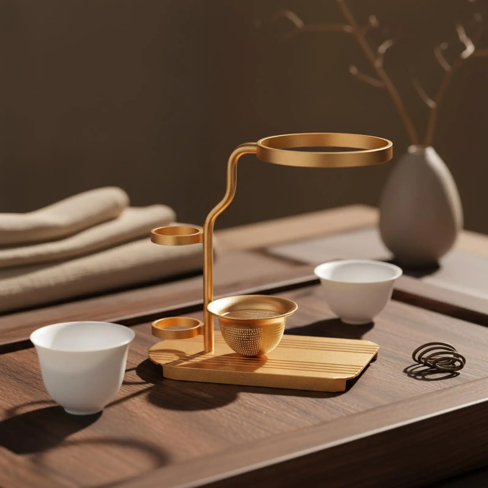 Sturdy Stainless Steel Tea Infuser Stand for Teacup Shelf and Teapot Display Minimalist Tea Ware Holder for Tea Ceremony