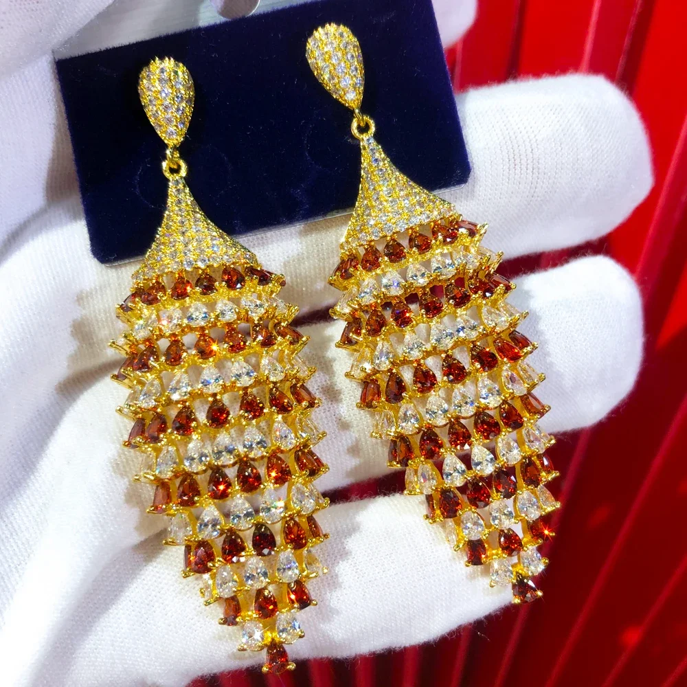 

Kellybola New Trendy Luxury Drop Earrings Full Mirco Cubic Zirconia CZ Wedding Women Earring Fashion Jewelry Trendy Geometric
