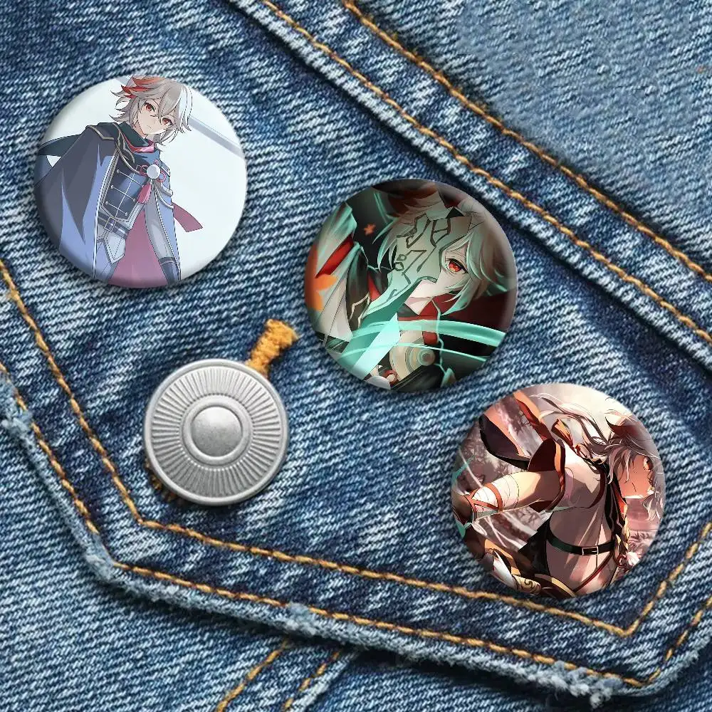 Game Genshin Impact Kaedehara Kazuha Round badge lapel pin backpack clothing jewelry accessories gift brooch