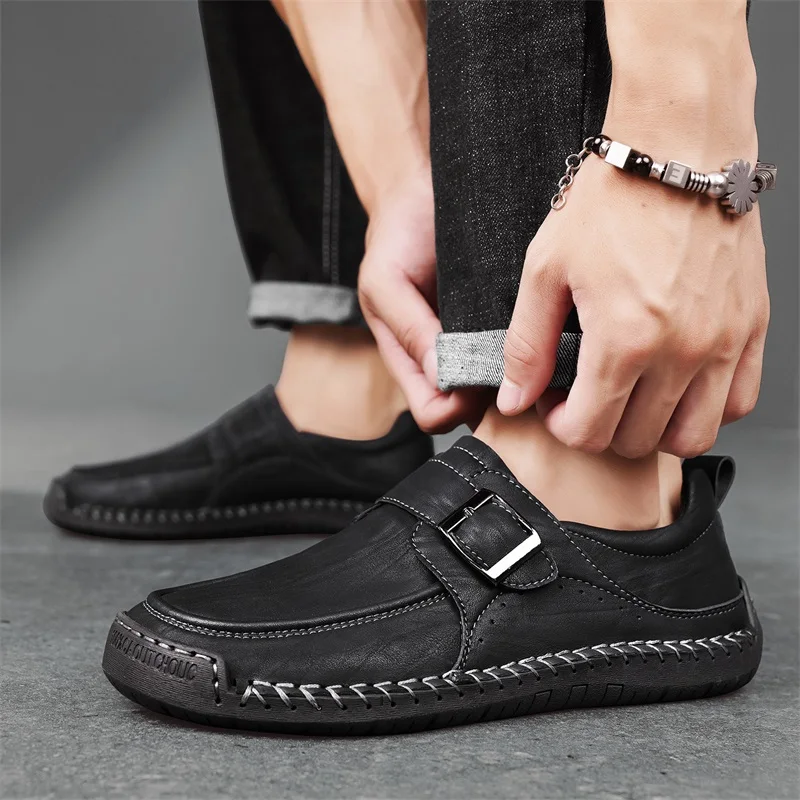 

Trendy Men Casual Leather Shoes Brand Urban Business Comfortable Men's Shoes Quality Outdoor Versatile Low Cut Walking Man Shoes