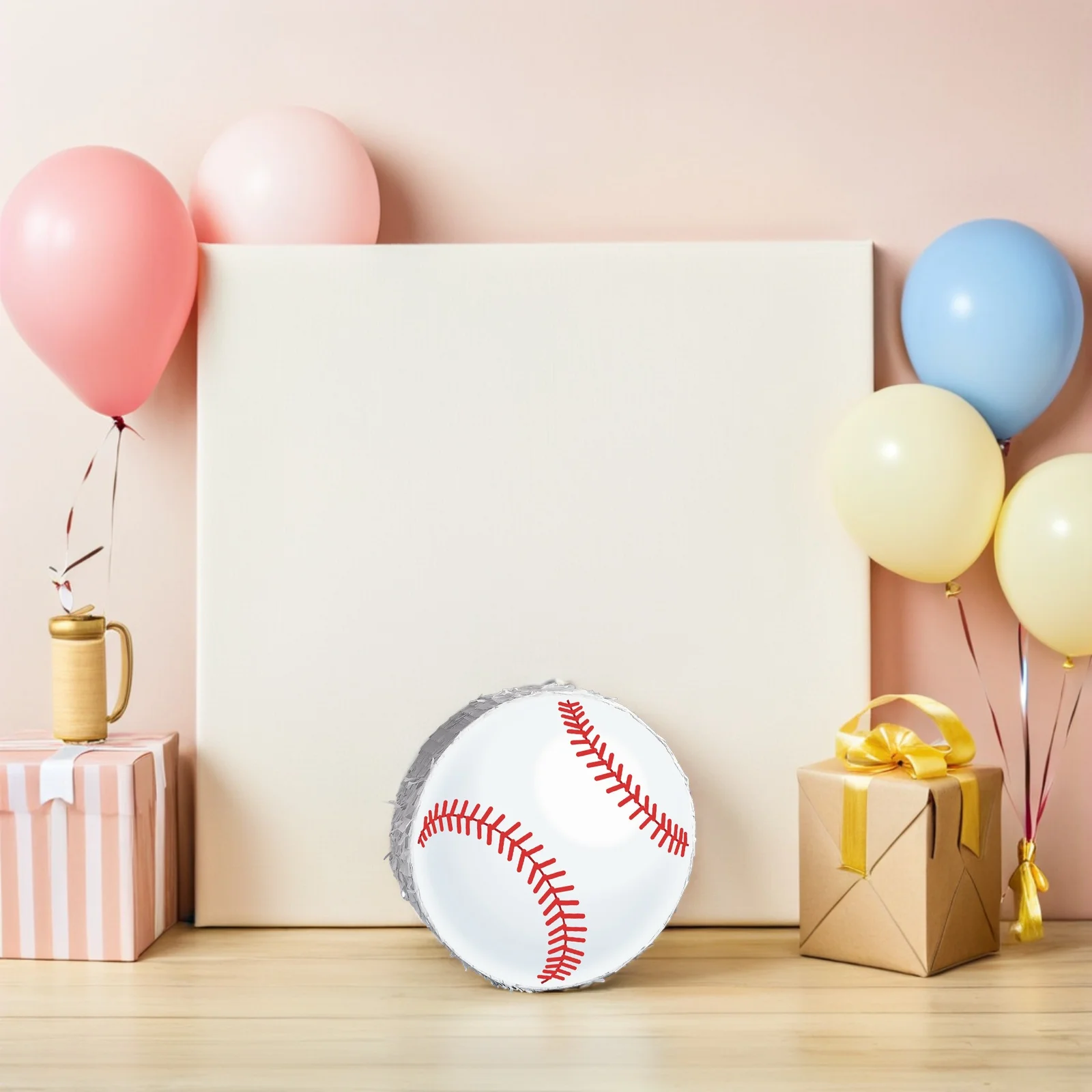 

1Set Baseball Pinata Birthday Party Sports Theme Durable Cardboard Crepe Paper Pinata Stick Blindfold Hanging Decoration