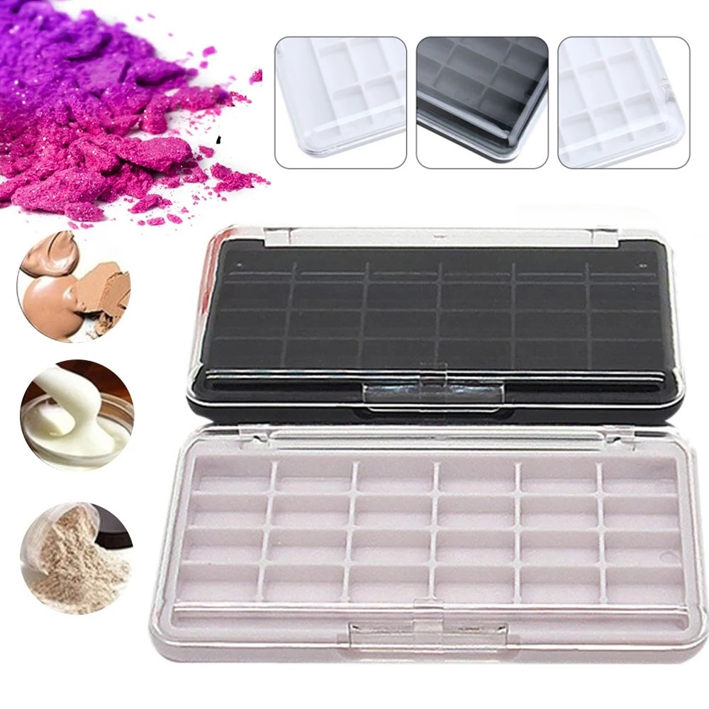 Soporte de polvo de 24 rejillas, contenedor de bálsamo labial, herramienta de maquillaje, paleta vacía de sombra de ojos, paleta rellenable