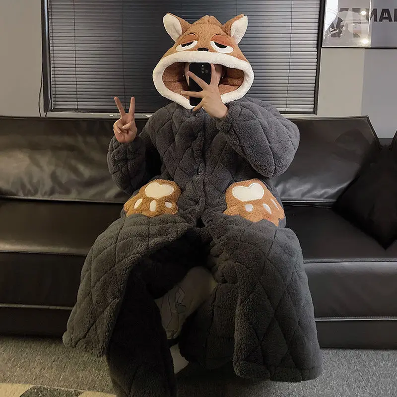 

Men's Coral Fleece Robe Set, 3-Layer Quilted Flannel Loungewear for Winter Sleepwear