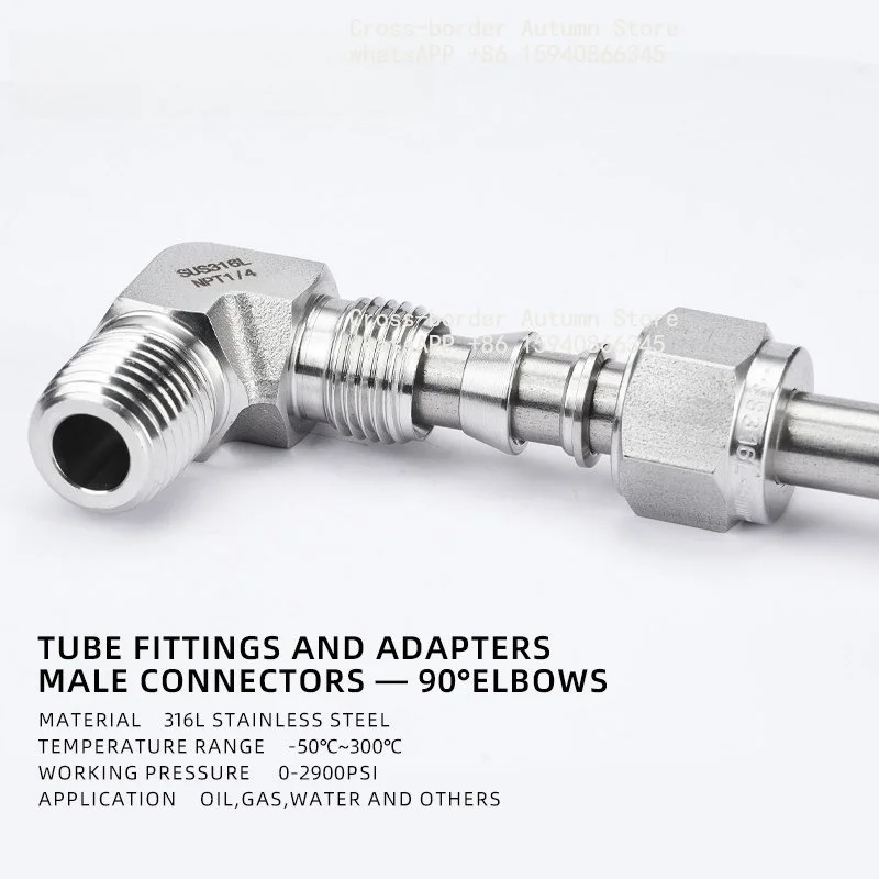 316L stainless steel elbow 90 degrees right angle end point joint, external thread welding-free pipe nut silver plated