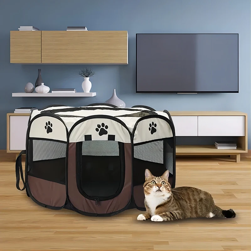 Portable Foldable Pet Tent Kennel Octagonal Fence Puppy Shelter Easy To Use Outdoor Easy Operation  Dog Cages Cat Fences