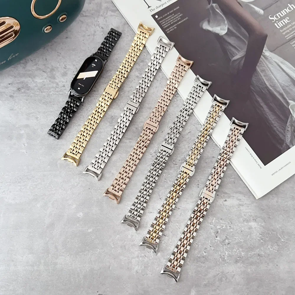 Ремешок из нержавеющей стали для Xiaomi Band 10 9 8, высококачественный металлический регулируемый браслет, браслет Mi Band 10 9, сменный ремешок для часов