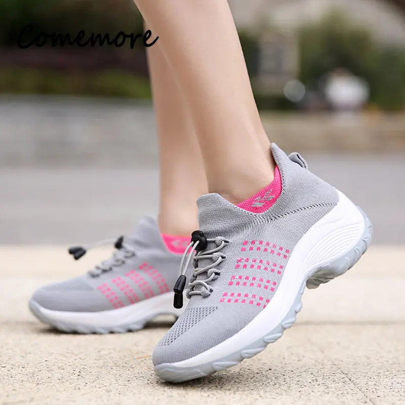 Neue große Größe 43 44 45 hohe elastische Gummi Trend Herbst mode atmungsaktive Damen Sport Damenschuhe männliche Sport Turnschuhe