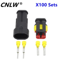 100 Sets 2 Pin AMP 1.5 Connectors,Waterproof Electrical Wire Connector DJ7021-1.5 Car part,20-16AWG Automobile