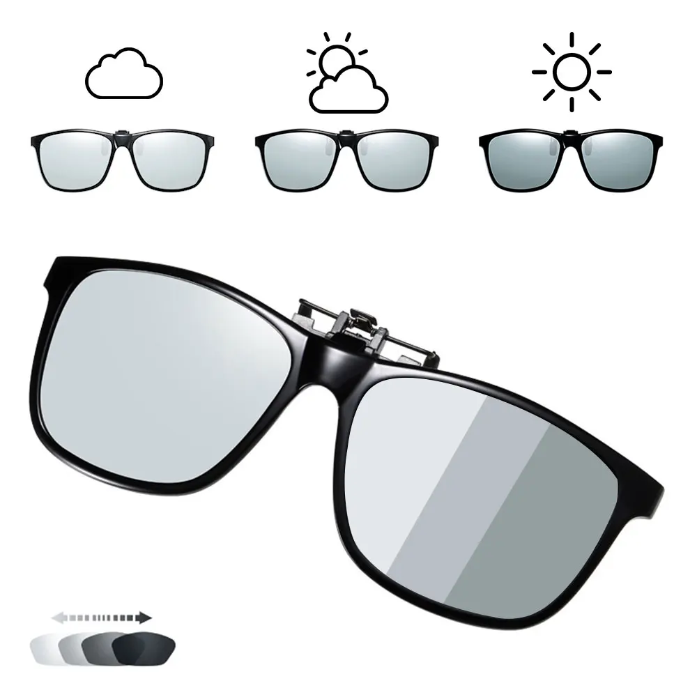 Polarized Flip Up Clip on Sunglasses UV Protection Fishing Glasses Men Women Driving Cycling Glasses Photochromic Sunglasses - Image 4