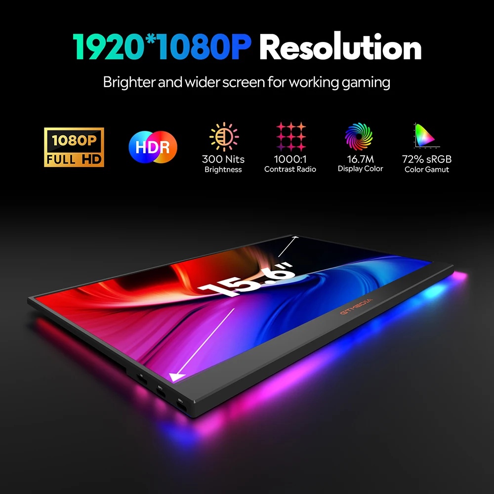 S15 15.6inch Mobile Portable Monitor IPS Second Game Screen Extended Display for Laptop 60HZ,Support PS4/PS5/XBOX ONE/SWITCH