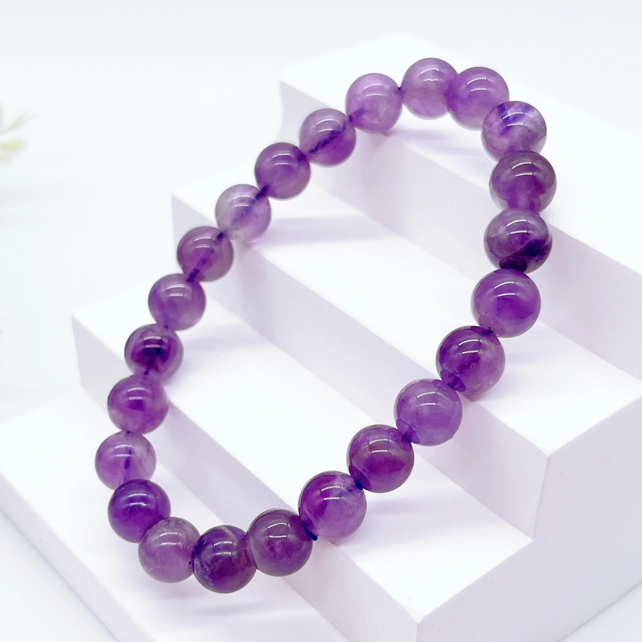 

Natural Amethyst Beaded Bracelet Crystal Fashion Wrist Chain For Sweet Reiki Healing Strand Bangle Jewelry Home Decor Gift