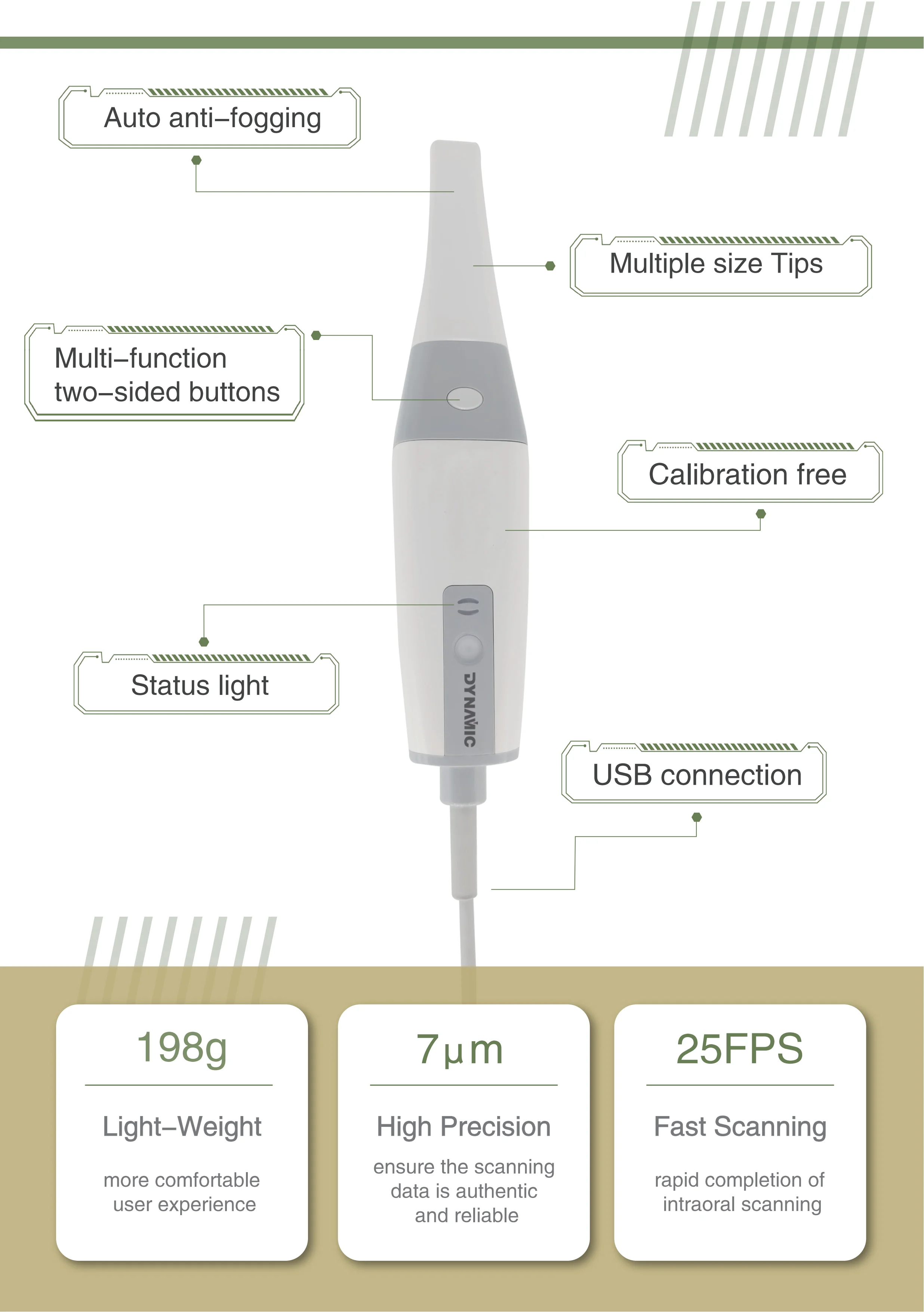 CE Approved DDS500 7um Precision 3D Dental Intraoral Scanner Calibration Free with Ortho Simulation and Smile Design