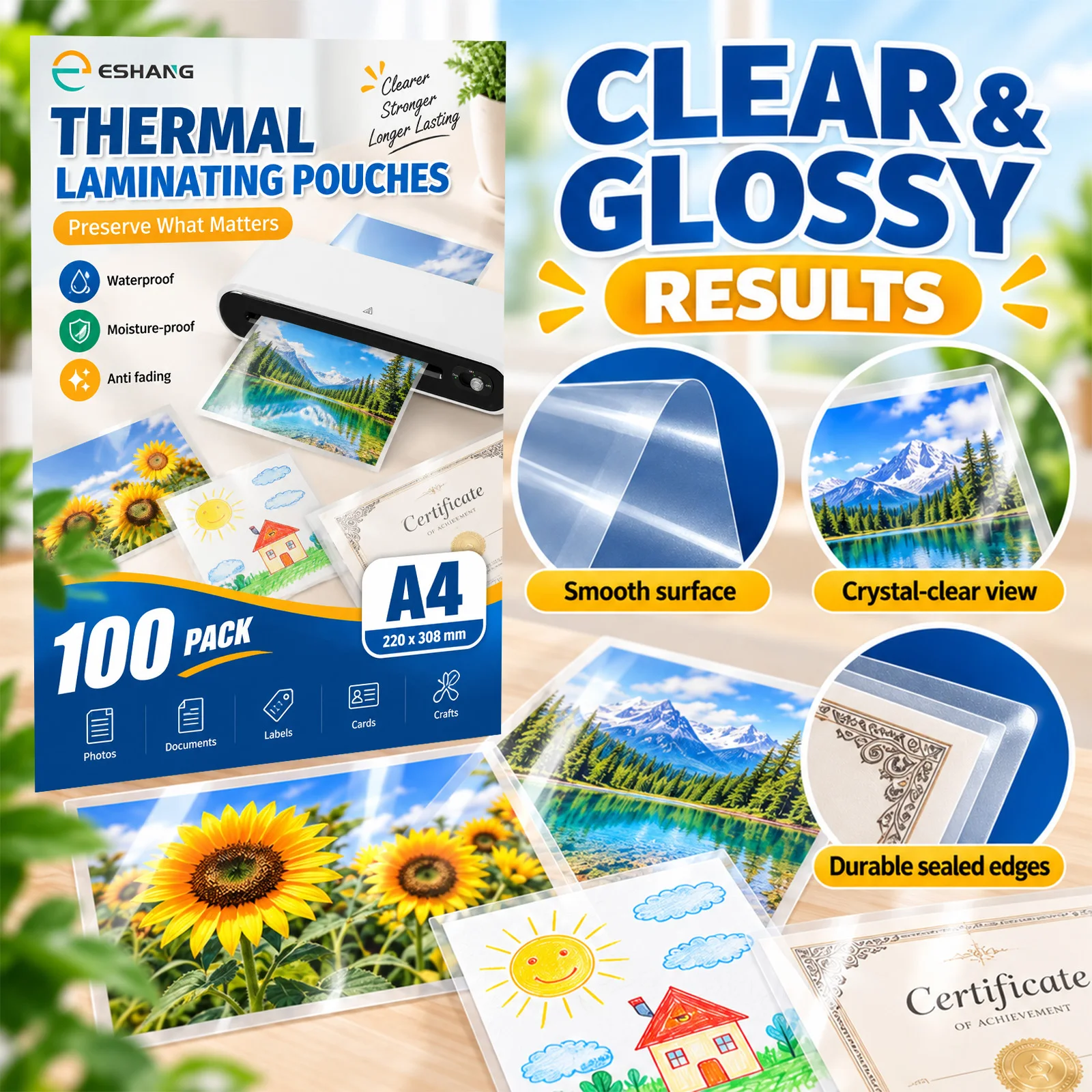 ESHANG A4 Thermal Laminating P - Document Laminator Pouch recension och pris