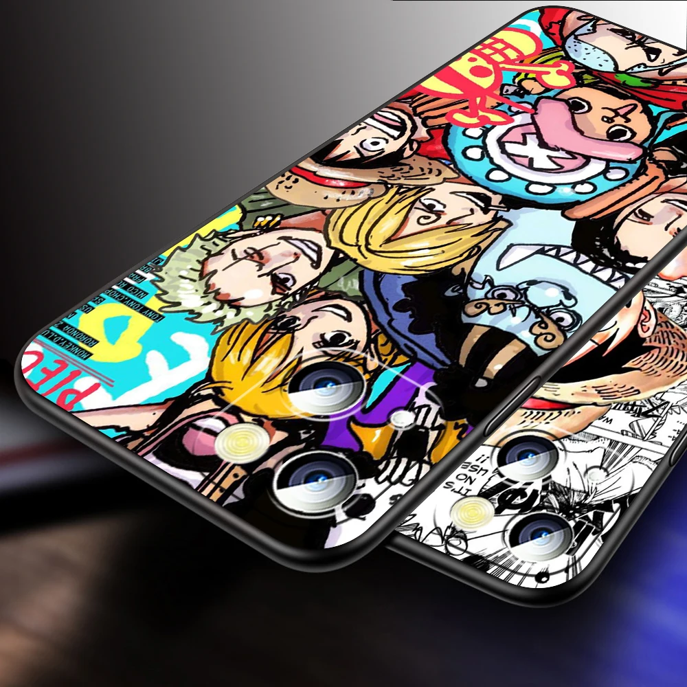 O-Ones P-Pieces Anime Art For Apple iPhone 16 15 14 13 12 11 XS XR X Pro Max Plus Mini Black Soft Phone Case