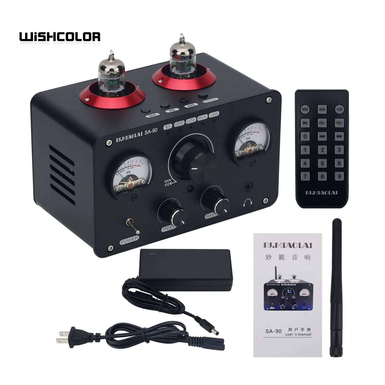 

Wishcolor PJ.MIAOLAI SA-90 Enthusiasts Level Electronic Tube Amplifier USB Flash Drive Bluetooth HiFi Audio Power Amplifier