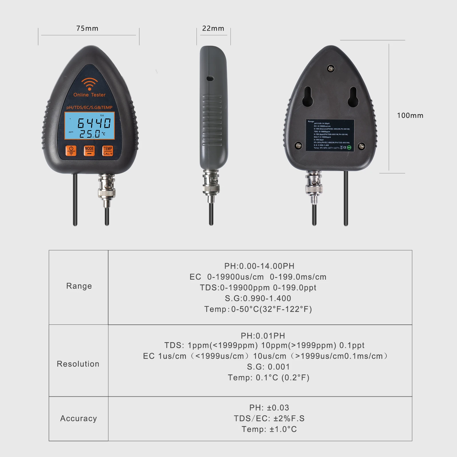 Tuya WiFi 5w1 jakość wody Monitor online PH całkowicie rozpuszczone jedzenie S.G EC miernik testowy temperatury małżeństwo Tester