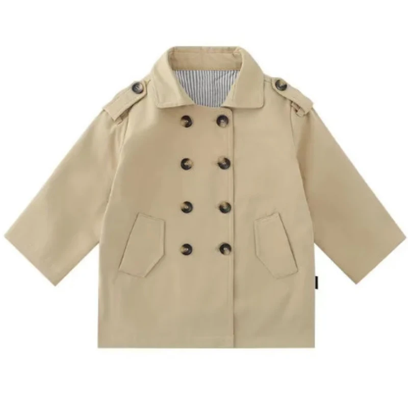 

Boys' Trench Coat Spring and Autumn 2023 New Handsome British Style Kids Clothes Khaki Lapel Single Breasted Coat Long