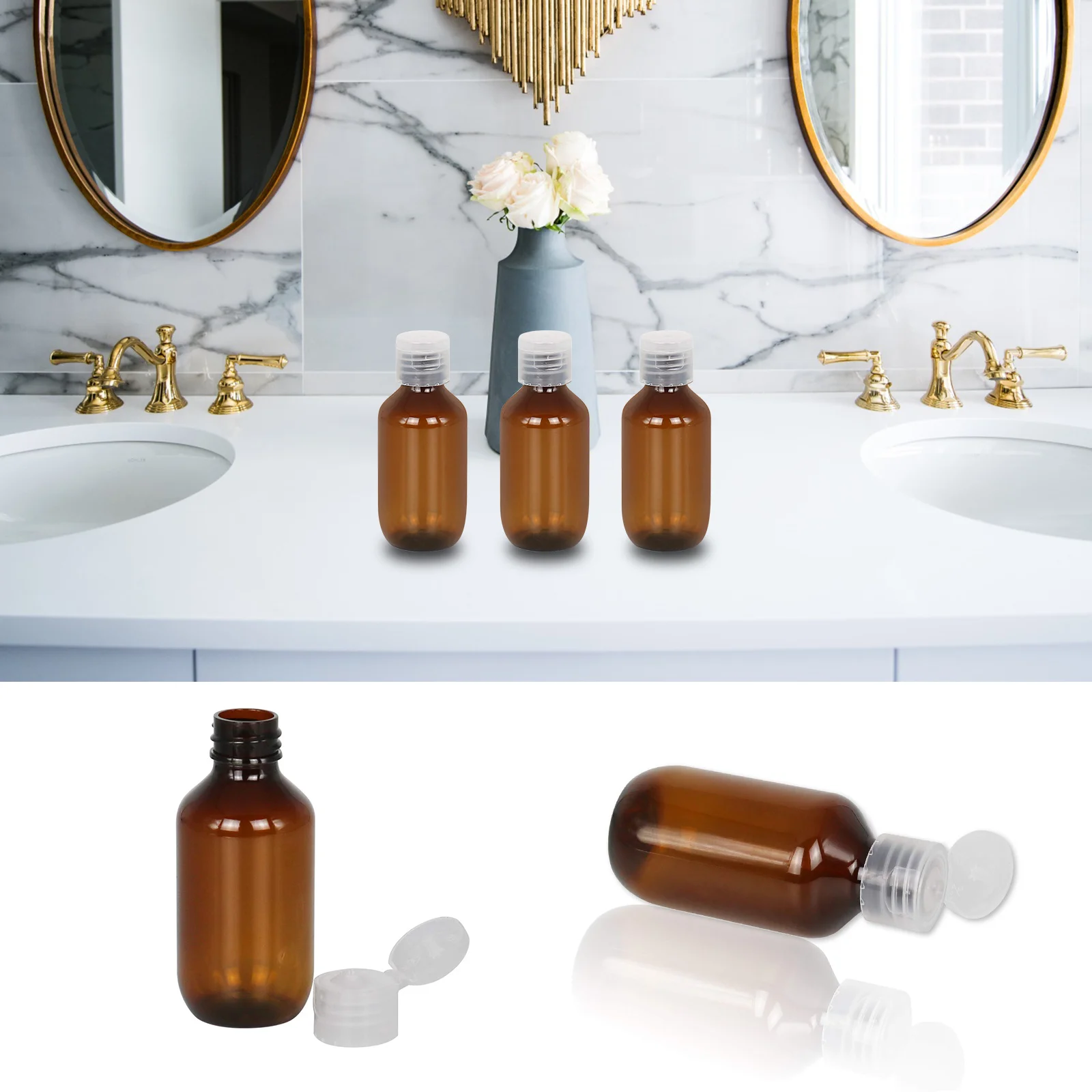 16Pcs Flip Top Bottles 60Ml Refillable Travel Lotion Containers Leak Proof Portable for Shampoo Body Wash Face Toner Cream Sub