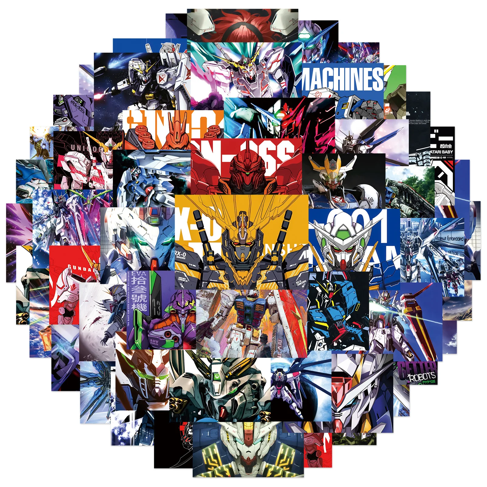 50Pcs GUNDAM Anime Stickers Mobile Suit Witch from Mercury Mobile Suit Skateboard Bicycle Guitar Laptop Waterproof Graffiti