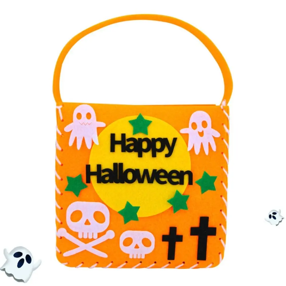 Tecido não tecido diy saco de doces de halloween truque ou deleite saco de abóbora diy saco de truque ou deleite eva bolsa de abóbora