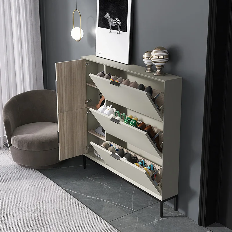 خزانة أحذية إيطالية بسيطة ورقيقة للغاية، باب منزلي، خزانة مدخل ذات سعة كبيرة