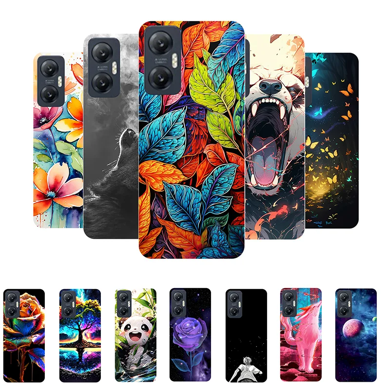 For Infinix Hot 20 5G Case X666 Leaves Panda Soft Silicone Back Cover for Infinix Hot 20 5G Bumper Hot20 5G Phone Case X666B