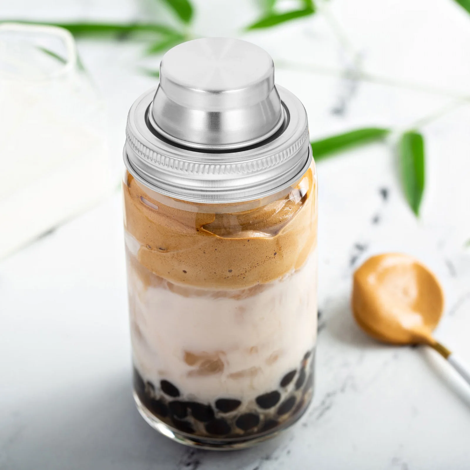 

6 Pcs Drinks Cocktail Shaker Lid Covers Stainless Steel 304 Lids for Jar