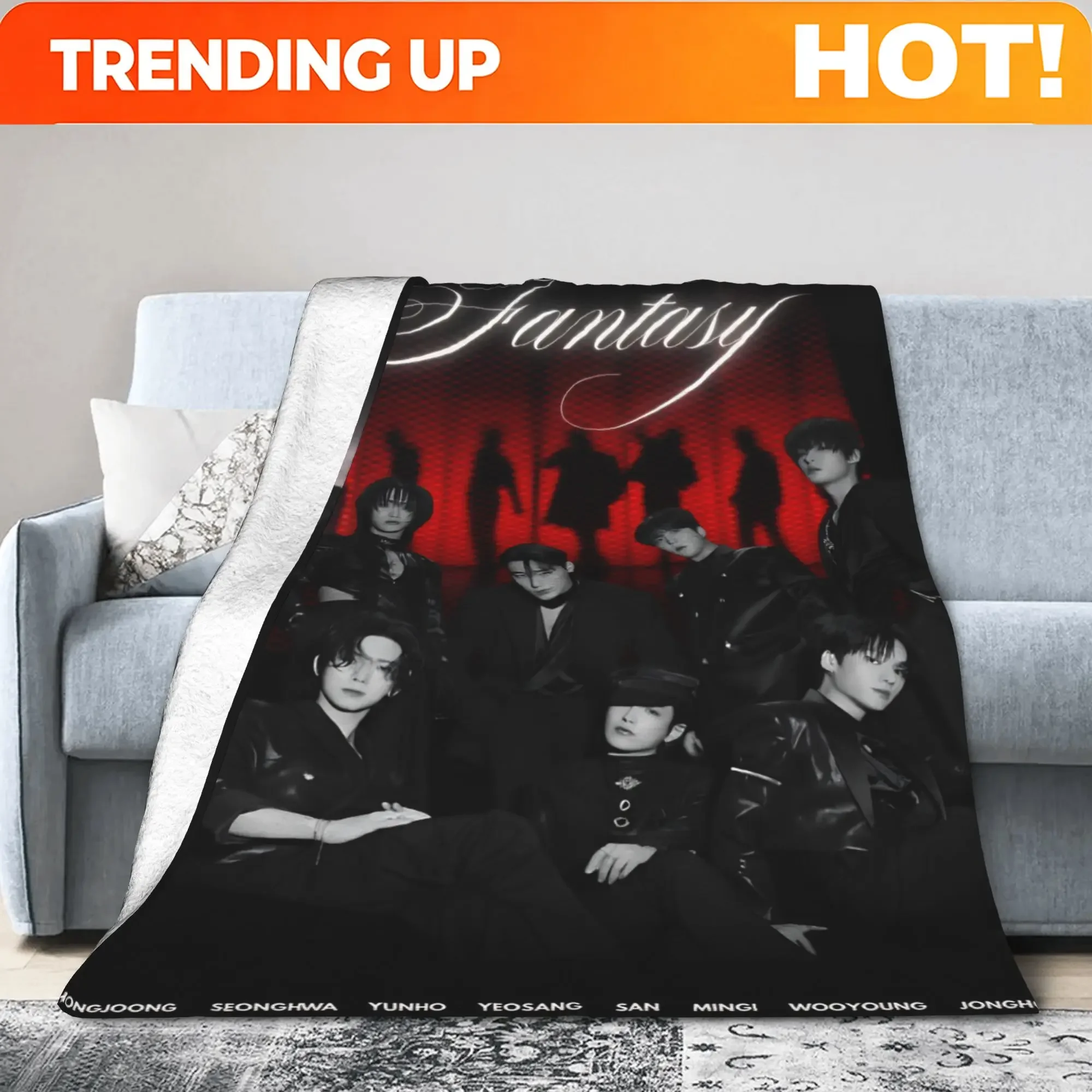 Custom Ateez Korean Band Blanket In Your Fantasy Album Soft Plush Bedding Throws For Couch Bed Decorative Flannel Bedspread Bed