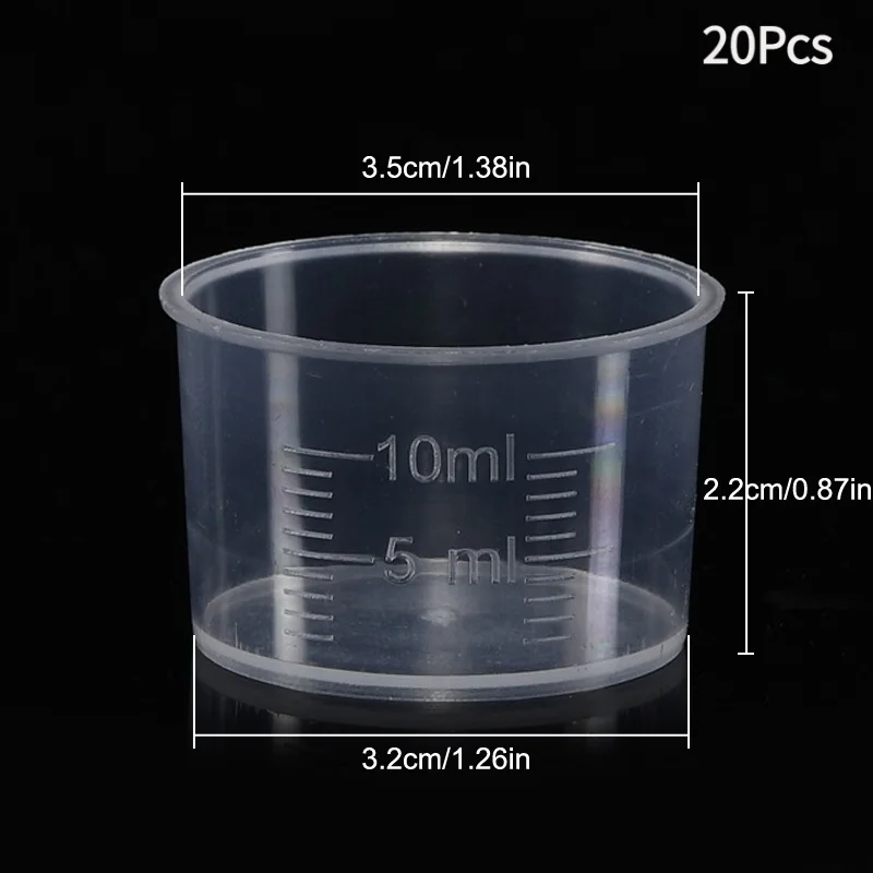 20Pcs 10ml Measuring Cup Clear Disposable Liquid Volumetric Measurement Cup Graduated Measure Beaker Kitchen Baking Tool.