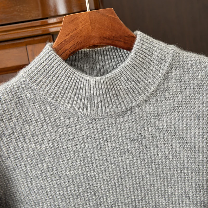 Keuze Nieuwe Mannen Mock Hals Trui Herfst Winter Zachte Warme Smart Casual Jumper 100% Kasjmier Truien Kleding Klassieke Top