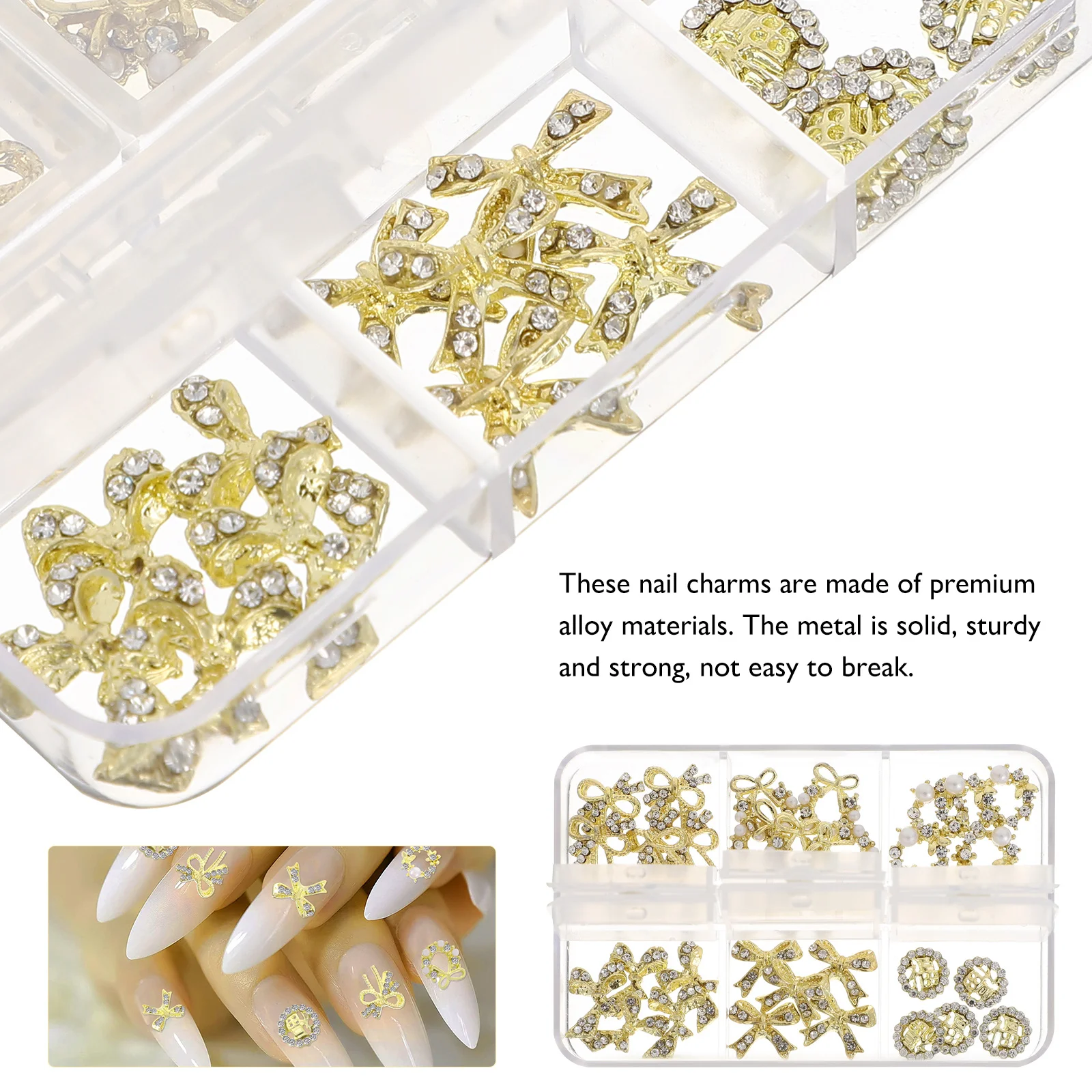 

30pcs Nail Art Charms Kit Shiny Metal Manicure Decorations Diy Nail Design Elegant Ornaments Stylish Accessories Decor