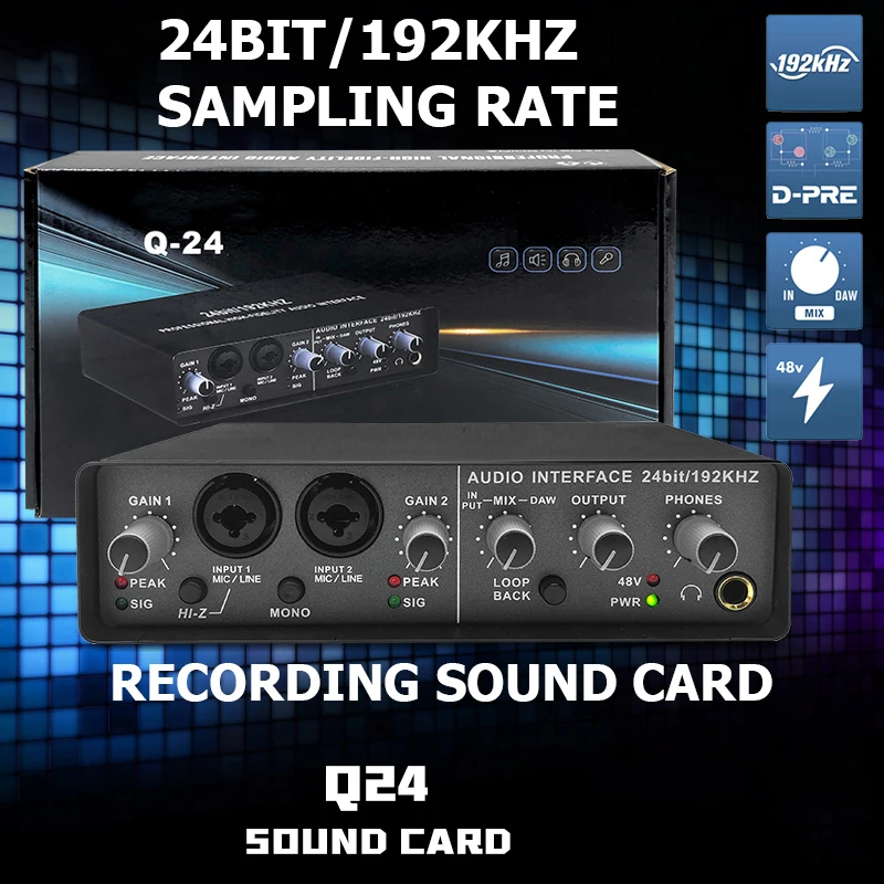 

Professional Audio Interface USB Recording Sound Card with 24 bit/192 kHz High Audio resolution , 48V Power