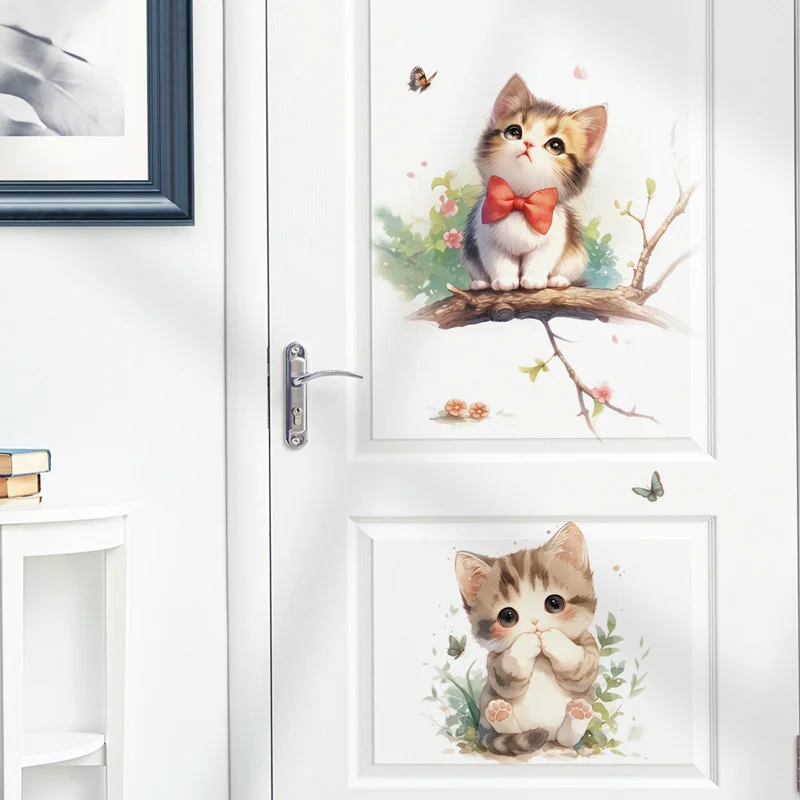 สติ๊กเกอร์ติดผนังลายแมวและผีเส - Pvc Panel Background บทวิจารณ์และราคา