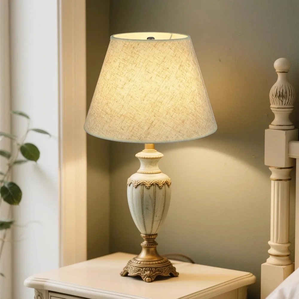 beige lamp shades set of 2 for table lamps, 6" top x 10" bottom x 7" high linen small lamp shades,beige modern fabric lampshades