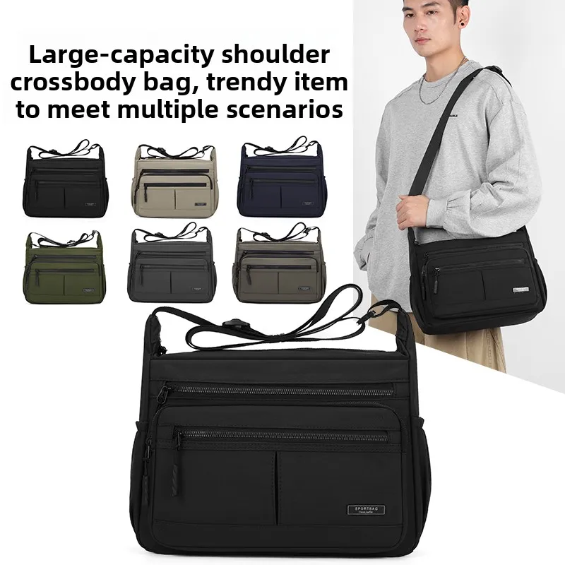 حقيبة ماسنجر للرجال MilitarySlingBagCrossbody حقيبة كتف مقاومة للماء متعددة الطبقات حقيبة كمبيوتر محمول متينة للعمل والسفر والمشي لمسافات طويلة كاجوال #1