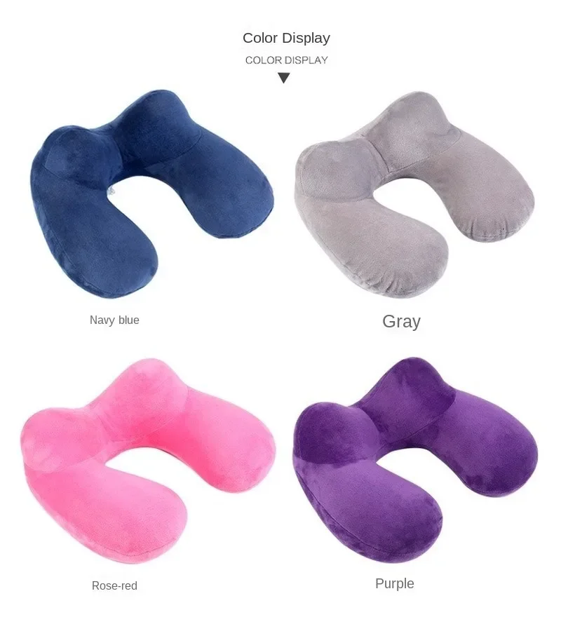 U-Shape Travel Pillow for Airplane Inflatable Neck Pillow Travel Accessories 4Colors Comfortable Pillows for Sleep Home Textile