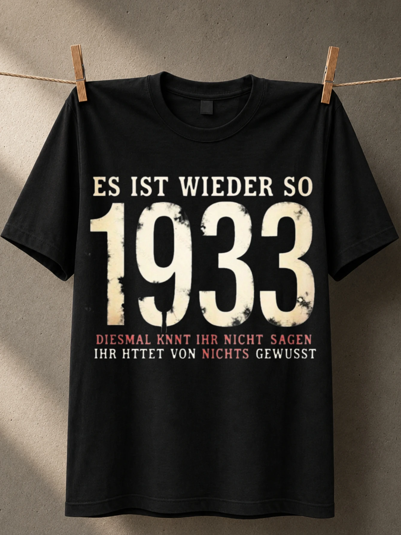 German 1933 with Es Ist Wieder So 1933 lettering distressed cream numbers red warning line and  Unisex All T-Shirt