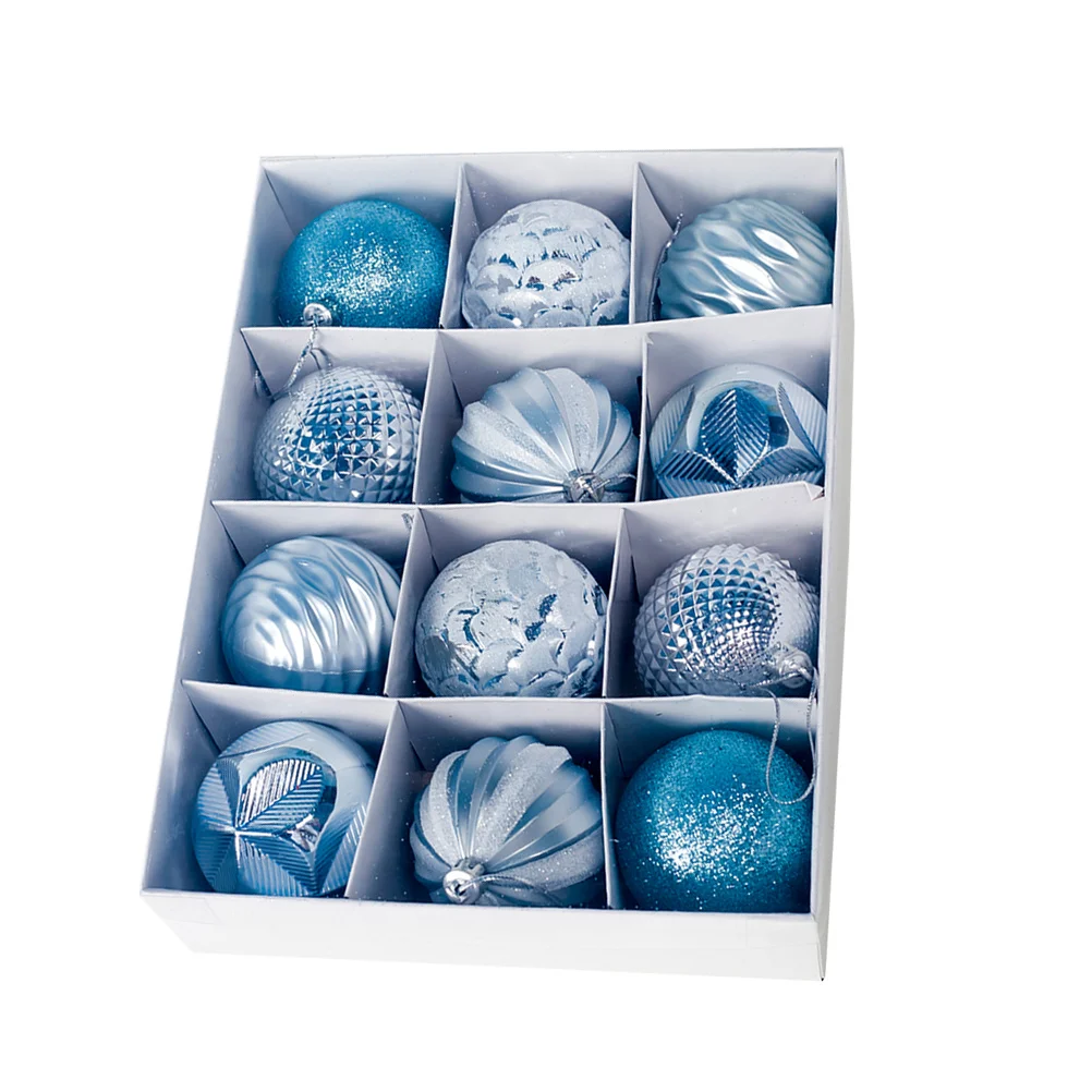 

12Pcs Christmas Tree Decoration Balls 6Cm Blue Hanging Ornament for Home Office Hotel Restaurant Holiday Festive Decor Xmas