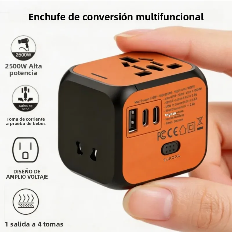 Adaptador de Viaje Universal, Convertidor de Enchufes, UE, EE. UU., Reino Unido, Australia, Todo en Uno, Cargador Internacional de Pared para Teléfono Inteligente y Portátil