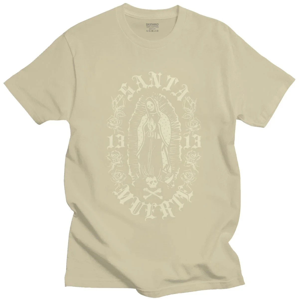 Gothic Santa Muerte 13 T Shirts Men Cotton Lady of Holy Death T-shirt Mexican Skull Tee Short Sleeve Hip Hop Tshirt 65821