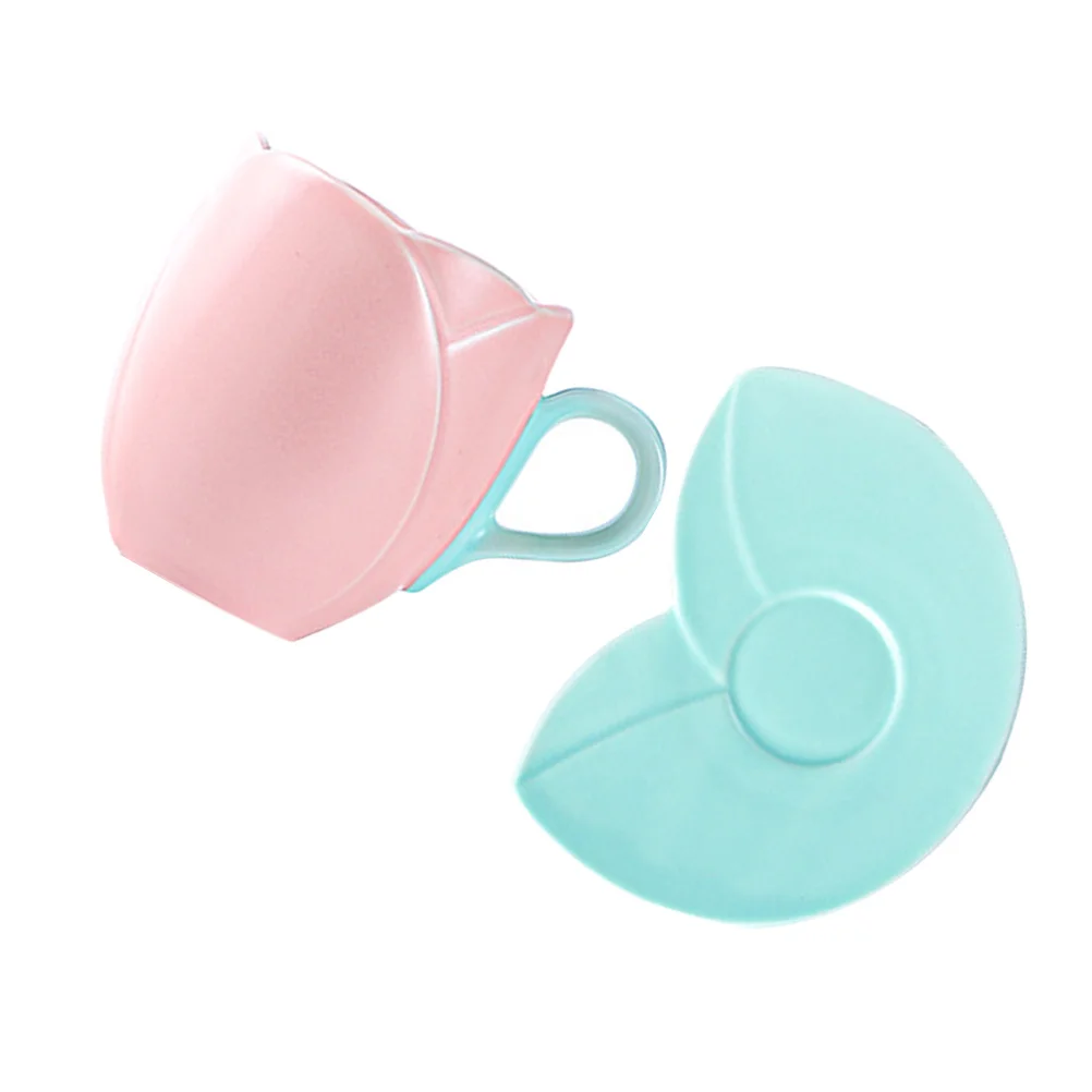 

1Set Ceramic Coffee Mug Tulip Shape Large Capacity Office Home Tea Cup Water Mug Milk Cup with Saucer Coffee Cups